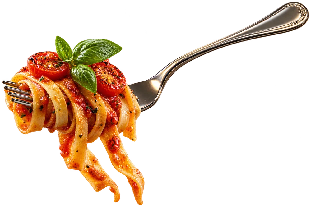 Çatala sarılı tagliatelle (konsept)